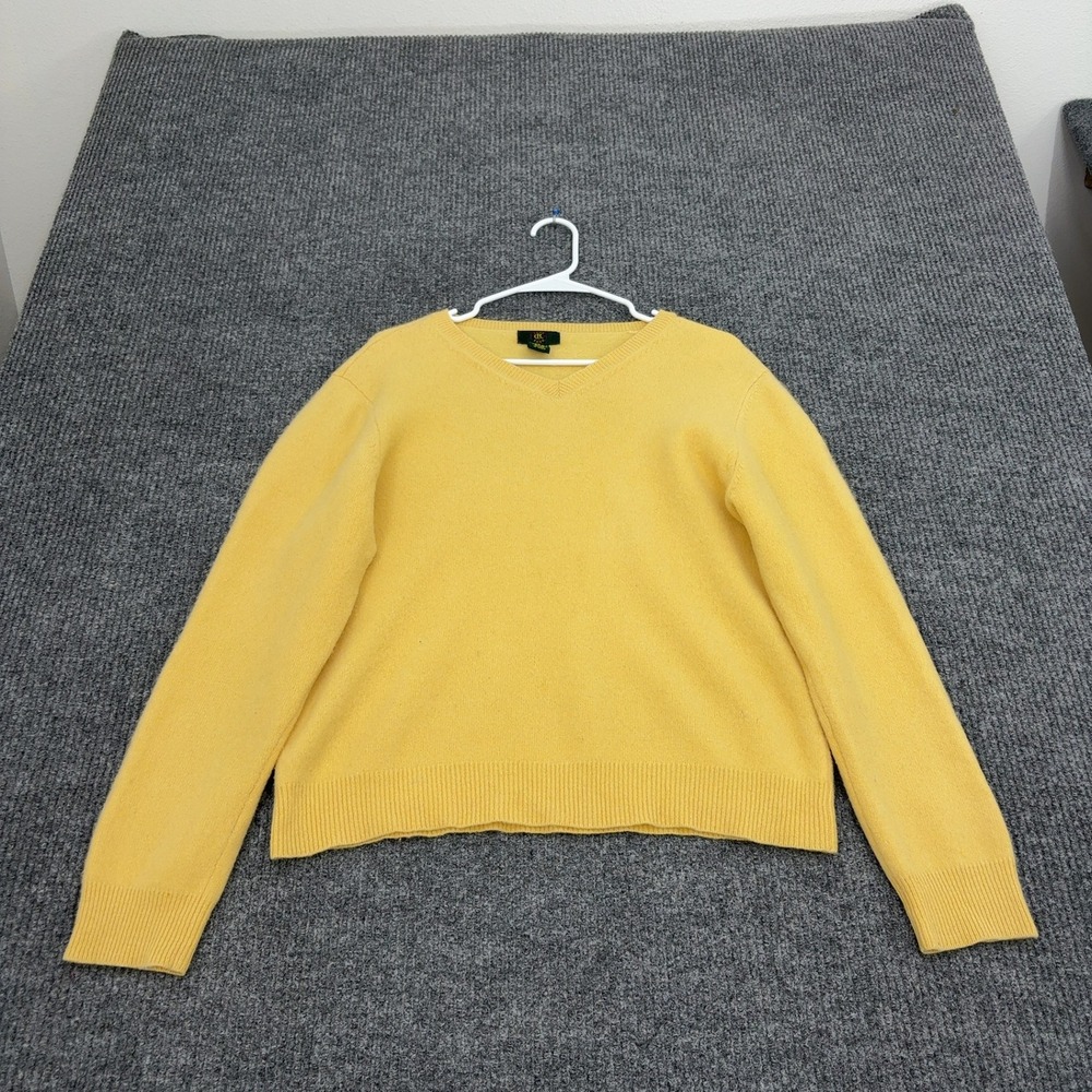 Club Room Sweater Mens L Yellow Lambswool V-neck Knit Preppy Casual